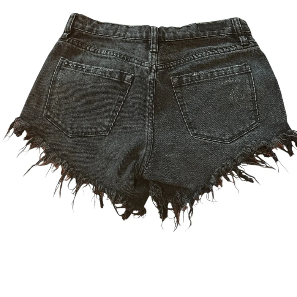 Blank NYC Black Frayed Denim Jean Shorts size 25